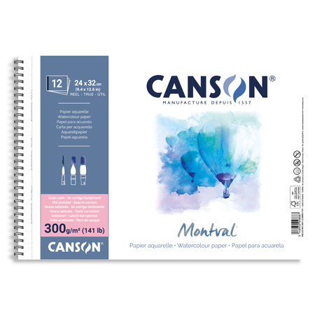 Canson Montval - wire-bound watercolour pad - 12 sheets 300g/m² - hot pressed