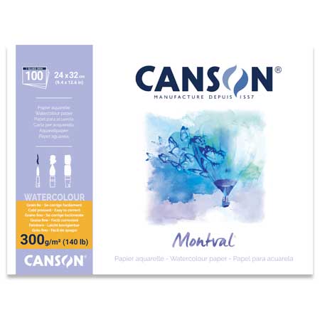 Canson Montval - watercolour pad - glued on long side - cold pressed