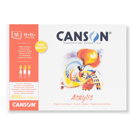 Canson Acrylic - acrylic paper pad - 10 sheets 400g/m² - white - canvas texture