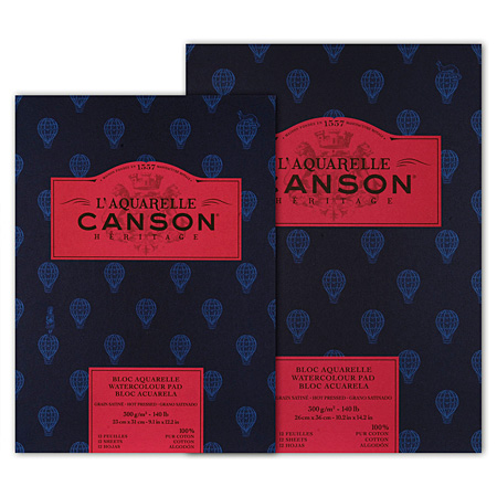 Canson Héritage - watercolour pad - 12 sheets 100% cotton - 300g/m² - glued on 1 side