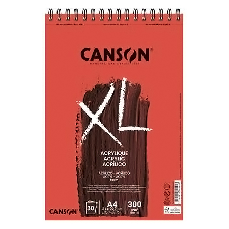 Canson XL Acryl - acrylverfblok met spiraal - linnen structuur - 300gr/m²