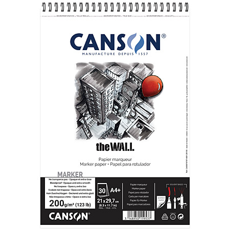 Canson The Wall - bloc marqueurs spiralé - 30 feuilles 200g/m²