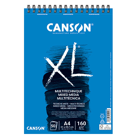 Canson XL Mixed Media - spiraalblok - vellen 160gr/m²