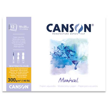 Canson Montval - aquarelblok - 12 vellen 100% cellulose - korte zijde gelijmd