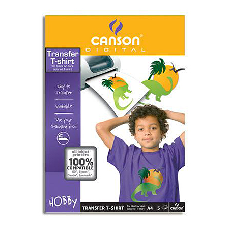Canson Digital - Hobby - T-shirt transfert voor zwart textiel - map 5 vellen A4