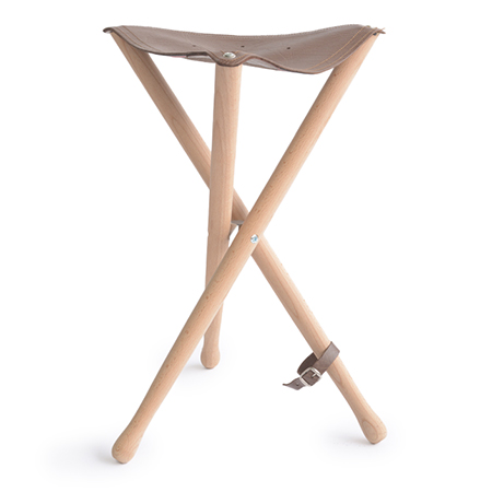 Cappelletto Folding stool - oiled beech wood and leather - 48cm high