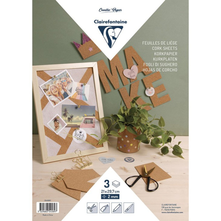 Clairefontaine Kurkpapier - 3 vellen 21x29,7cm (A4) - 2mm