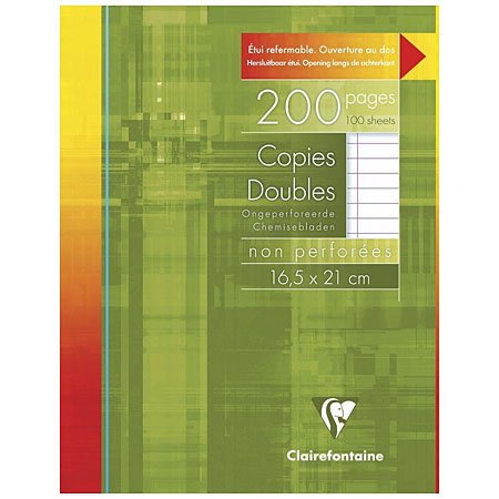 Clairefontaine Copies doubles non perforées - 200 pages - 16,5cmx21cm