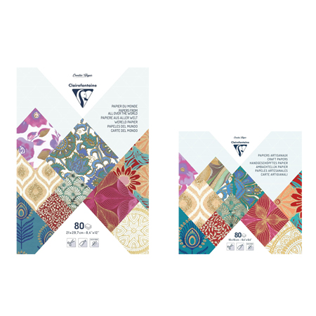 Clairefontaine Papier Artisanaux - Papiers du monde - Maxi Blocs encollés - 80 feuilles texturés