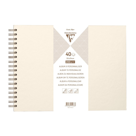 Clairefontaine Tekenalbum - Iriserende ivoorkleurige omslag om te personaliseren - 40 vellen wit papier - 200g/m²