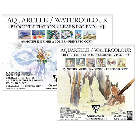Clairefontaine Pre-drawn watercolour pad - 12 sheets 300g/m² - beginners level