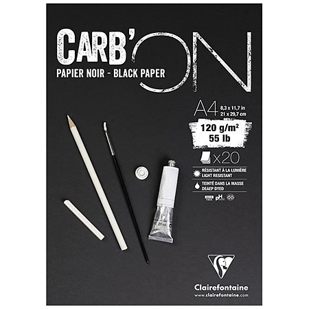 Clairefontaine Carb'On - blok gekleurdpapier - 20 vellen 120gr/m² - zwart