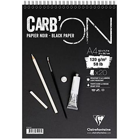 Clairefontaine Carb'On - spiraalblok gekleurdpapier - 20 vellen 120gr/m² - zwart