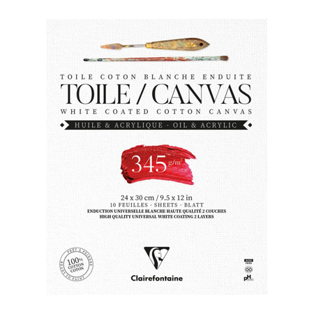 Clairefontaine Fleur de Lys - bloc de toile 100% coton - enduction universelle - 10 feuilles 345g/m²