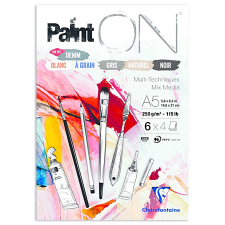 Clairefontaine Paint On - mixed media pad - 24 sheets 250g/m² - 6 assorted colours