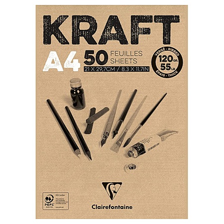 Clairefontaine Kraft - bloc dessin - 50 feuilles vergées brunes 120g/m²
