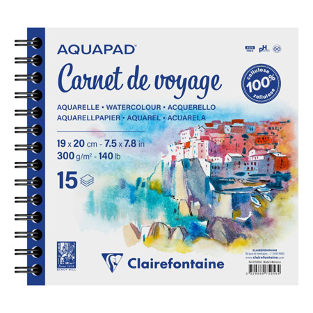 Clairefontaine Aquapad Carnet de Voyage - album aquarelle spiralé - 15 feuilles 300g/m²