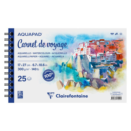 Clairefontaine Aquapad Carnet de Voyage - album aquarelle spiralé - 25 feuilles 300g/m²