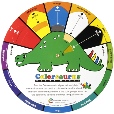 Color Wheel Company Colorsaurus - cercle chromatique en anglais - diamètre 23,5cm - guide du mélange de la couleur pour enfants