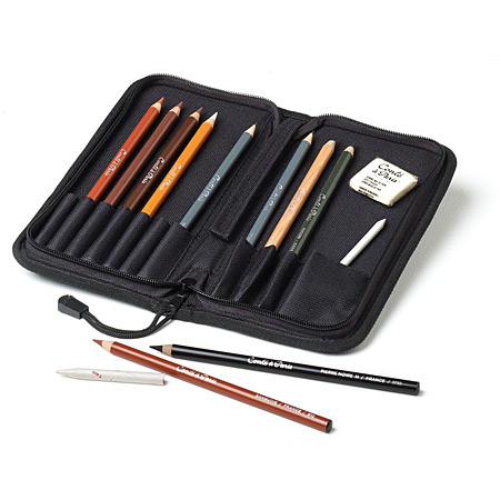 Conte A Paris Sketching Wallet - wallet filled with 10 pencils & accessories