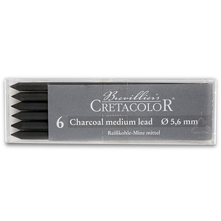 Cretacolor Plastic case - 6 charcoal leads - 5.6mm