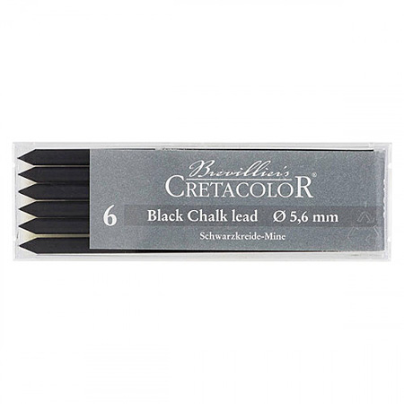 Cretacolor Plastic case - 6 black chalk leads - 5.6mm