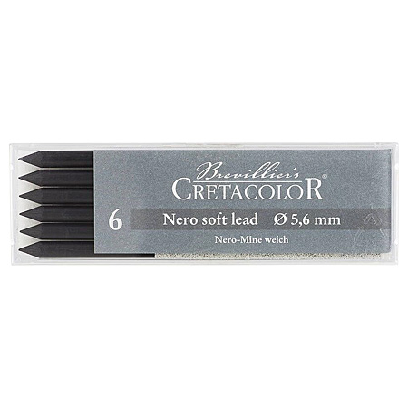 Cretacolor Nero - plastic case - 6 black sketching leads - 5.6mm