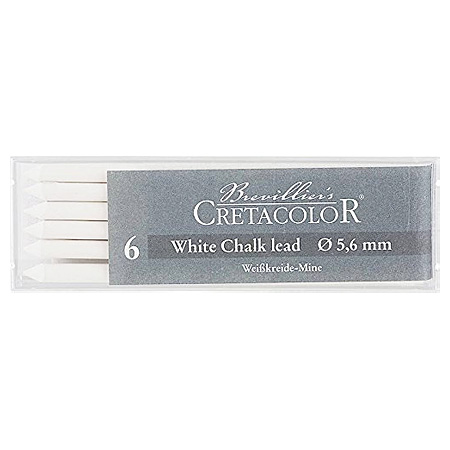 Cretacolor Plastic case - 6 white chalk leads - 5.6mm