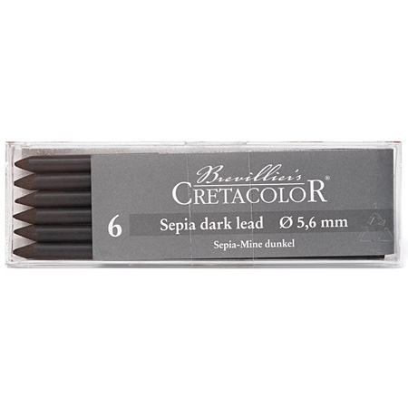 Cretacolor Plastic etui - 6 sepia stiften - 5.6mm