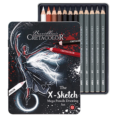 Cretacolor X-Sketch Mega Sketching Set - étui en métal - assortiment de 12 crayons esquisse
