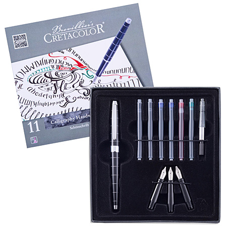 Cretacolor Kalligrafieset - 1 vulpen met 3 pennen, 6 inktpatronen & 1 converter