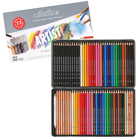 Cretacolor Artist Studio - étui en métal - assortiment de 72 crayons (graphite, esquisse, couleur)
