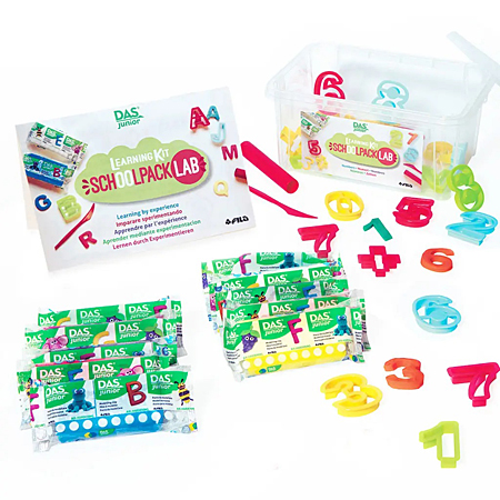 Das Junior Schoolpack Lab - plastic box - 10x100g modelling paste, accessories & shape cutters - numbers