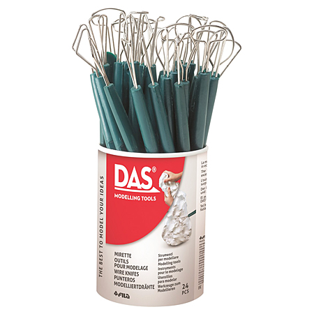 Das Pot with 24 assorted double loop tools