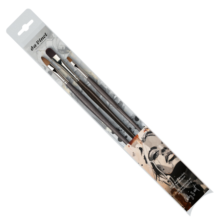 Da Vinci FRDY's Art "Portrait" - set van 3 penselen olieverf / acrylverf - serie 1821 / 1825 / 7485 - geassorteerde vormen - lange steel