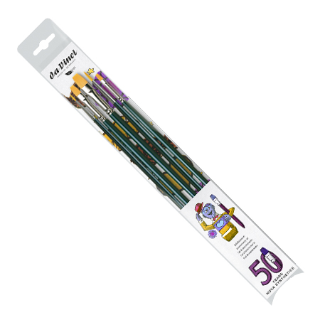 Da Vinci Nova Anniversary Set - set of 5 oil / acrylic brushes - series 1670 / 1870 - assorted shapes - long handle