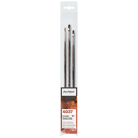 Da Vinci Colineo - set of 3 oil & acrylic brushes - synthetic Kolinsky - assorted shapes - long handle