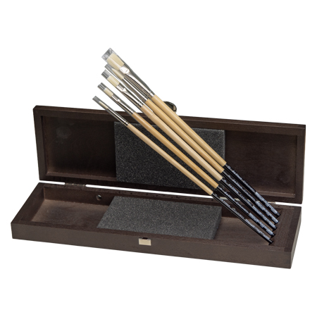 Da Vinci Chuneo - geschenkdoos - set van 5 penselen olieverf / acrylverf - serie 7129 / 7729 - geassorteerde vormen - lange steel