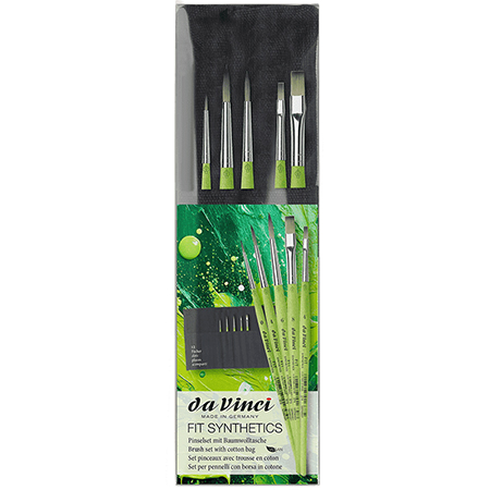 Da Vinci Fit Synthetics - 5 assorted school brushes with cotton mat