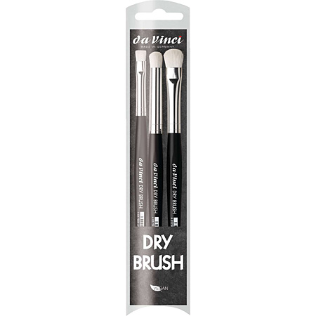 Da Vinci Dry Brush - set van 3 penselen voor modelbouw - synthetische vezels - extra-korte steel