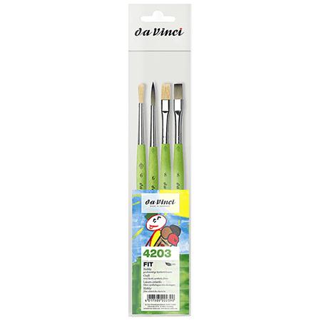Da Vinci Fit Synthetics Set - assortiment de 4 pinceaux scolaires - fibres synthétiques - manche court