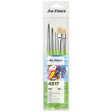 Da Vinci Fit Synthetics - set of 5 brushes - synthetic fibres - assorted round & flat - short handle
