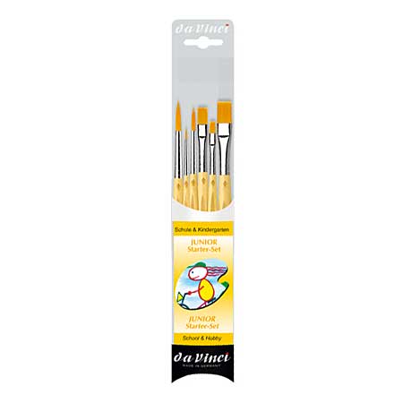 Da Vinci Junior - set of 6 school brushes - synthetic fibres - assorted round & flat - short handle