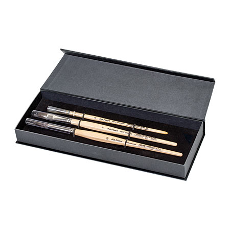 Da Vinci Gift box - set of 3 watercolour brushes - squirrel & squirrel mix - assorted shapes - short handle