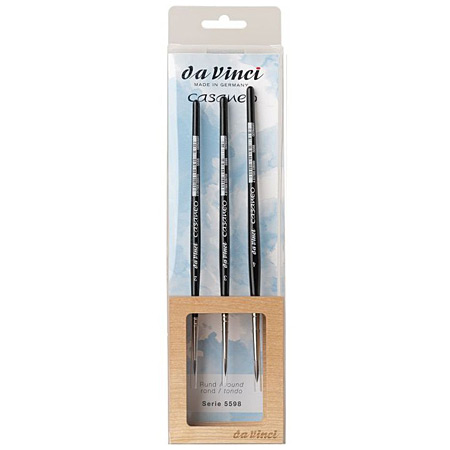 Da Vinci Casaneo - wooden brush holder & 3 watercolour brushes series 5598 (n.2-3-4)