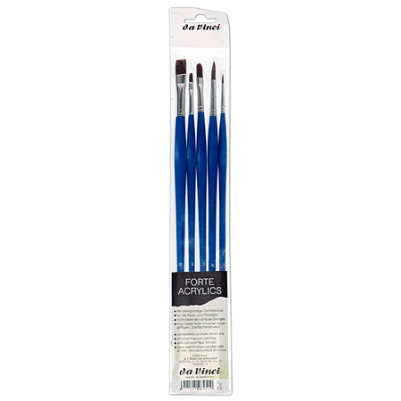 Da Vinci Forte Acrylics - set of 5 brushes - assorted shapes - long handle