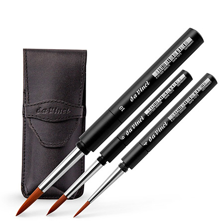 Da Vinci Casaneo travel set - case with 3 watercolour pocket brushes - series 1593TP - synthetic fibres - round (n.4-6-10)