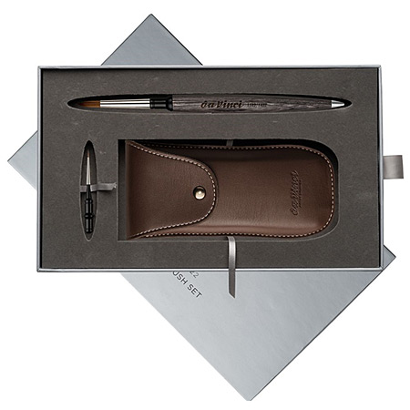 Da Vinci Colineo Gift Box - set de 1 étui avec 1 manche à visser & 2 têtes de pinceau - fibres synthétiques - forme ronde (n° 2-8)