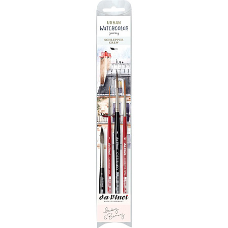 Da Vinci Urban Watercolour Set - set of 4 watercolour brushes - synthetic fibres - rigger - short handle