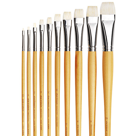 Da Vinci Maestro - brush series 7200 - white interlocked hog bristles - short flat - long handle
